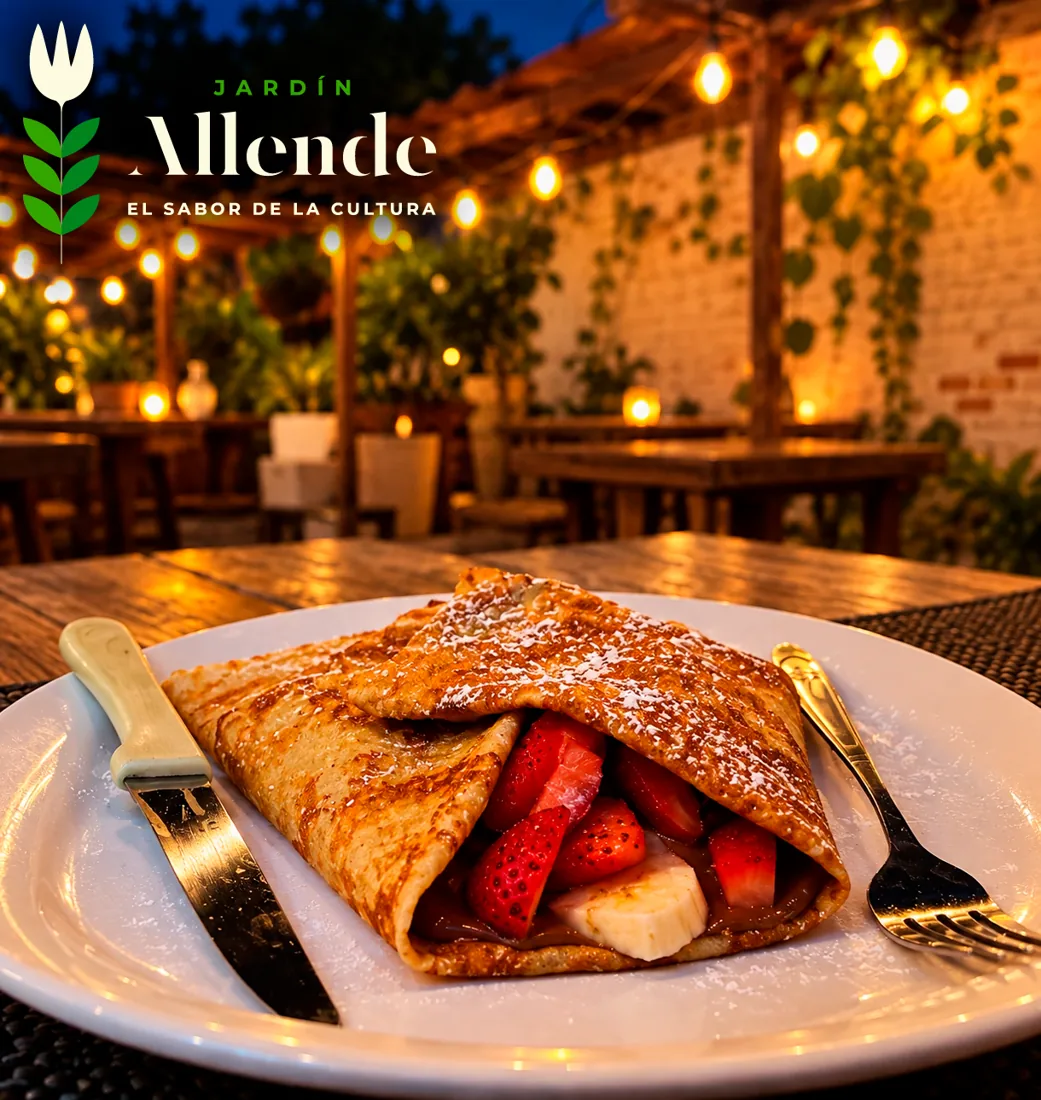 Crepa con chocolate, fresa y plátano